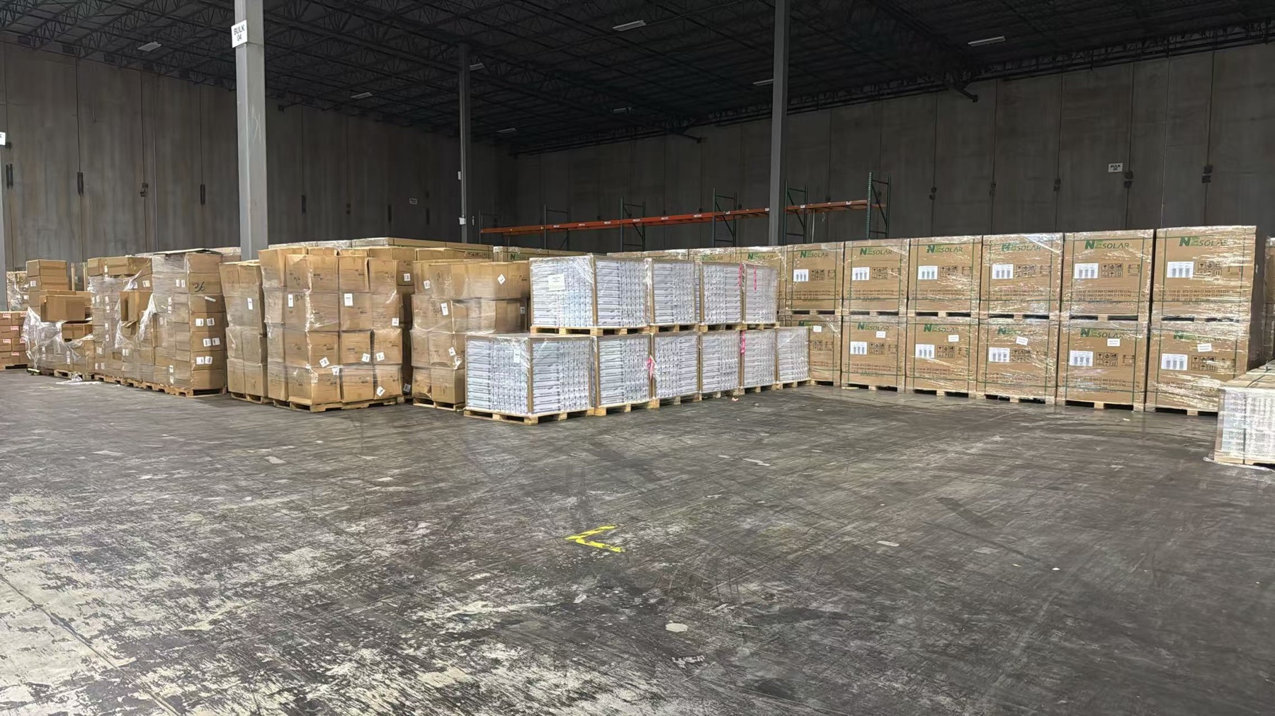 Inbound pallet inventory staged inside a Shany facility