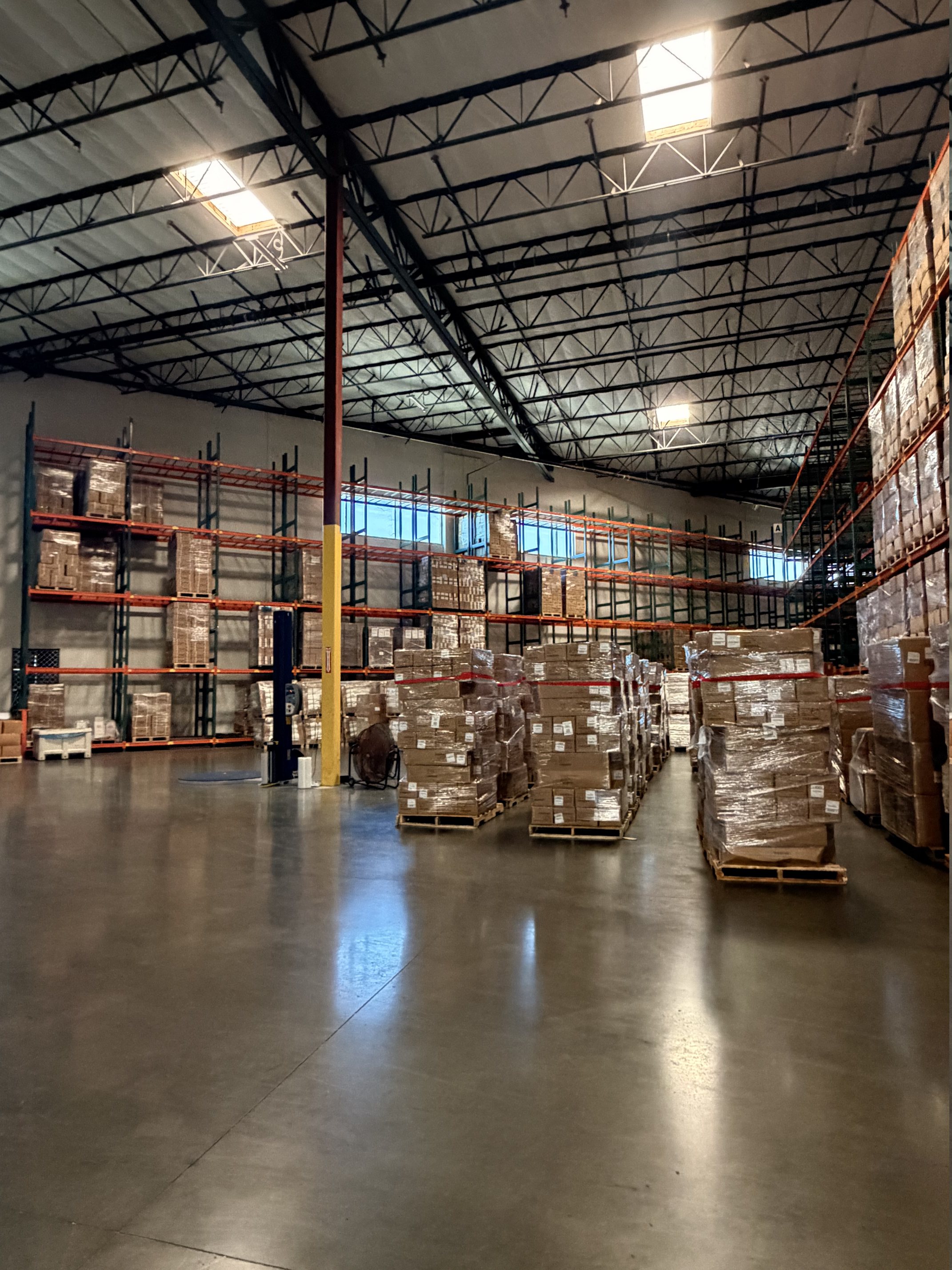 Palletized inventory inside a Shany Logistics warehouse